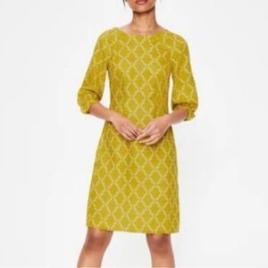 Boden yellow linen pineapple print dress size 10R